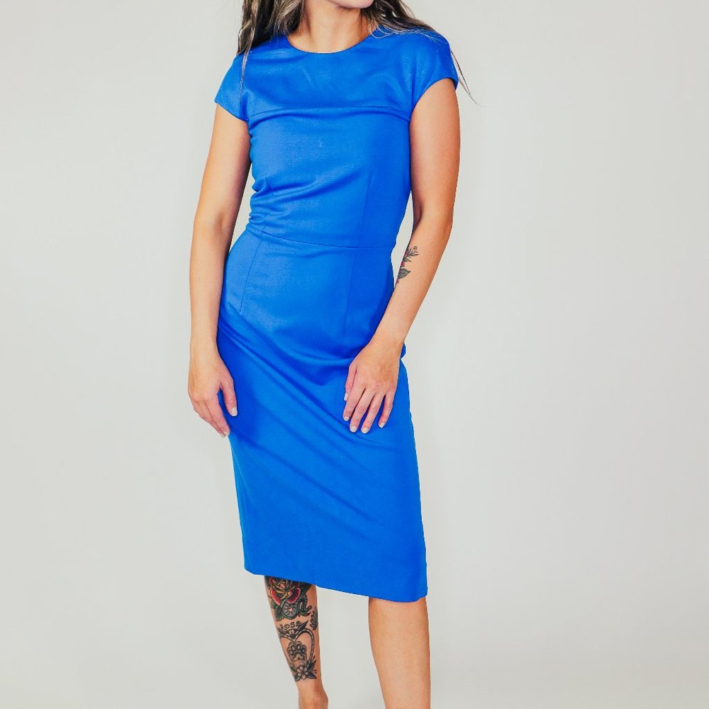 DIANE VON FURSTENBERG Midi Sheath Dress Blue 6